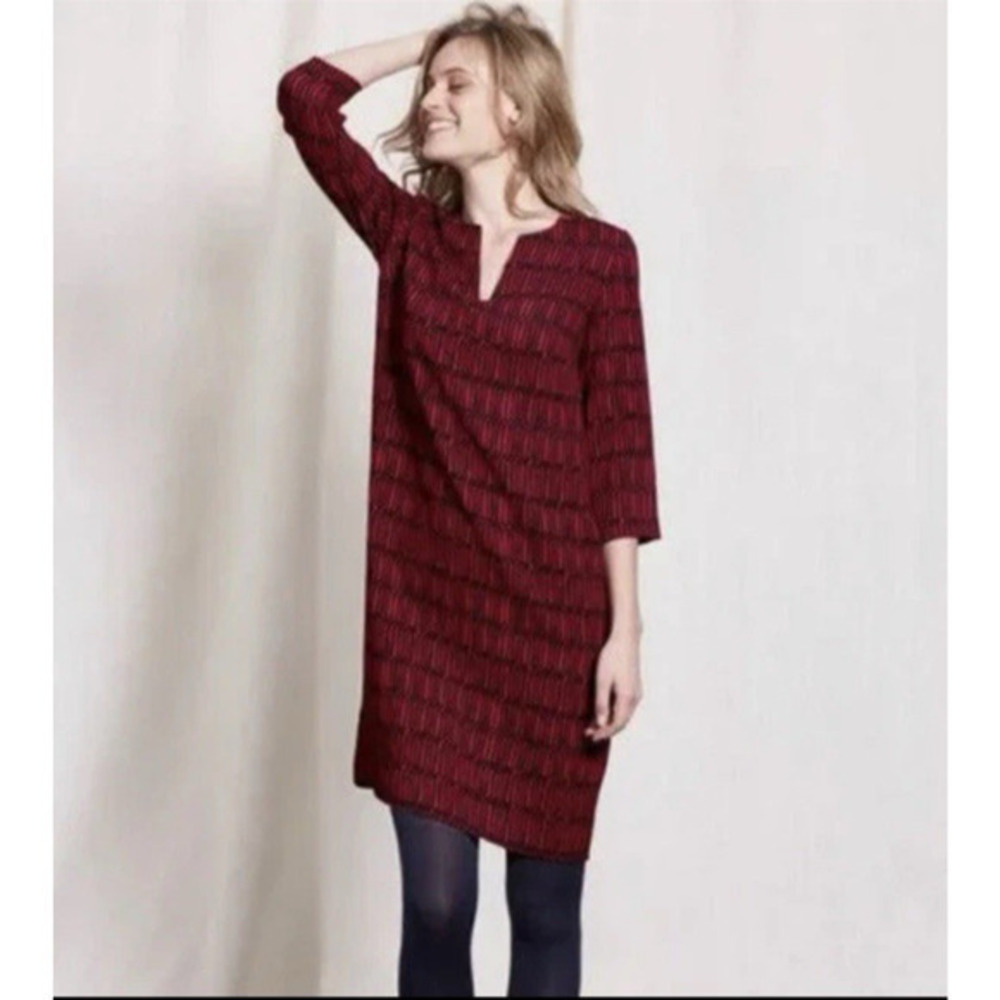 Boden Easy Notch Tunic Dress size 8R Red‎ And Navy Casual Classic Career Holiday